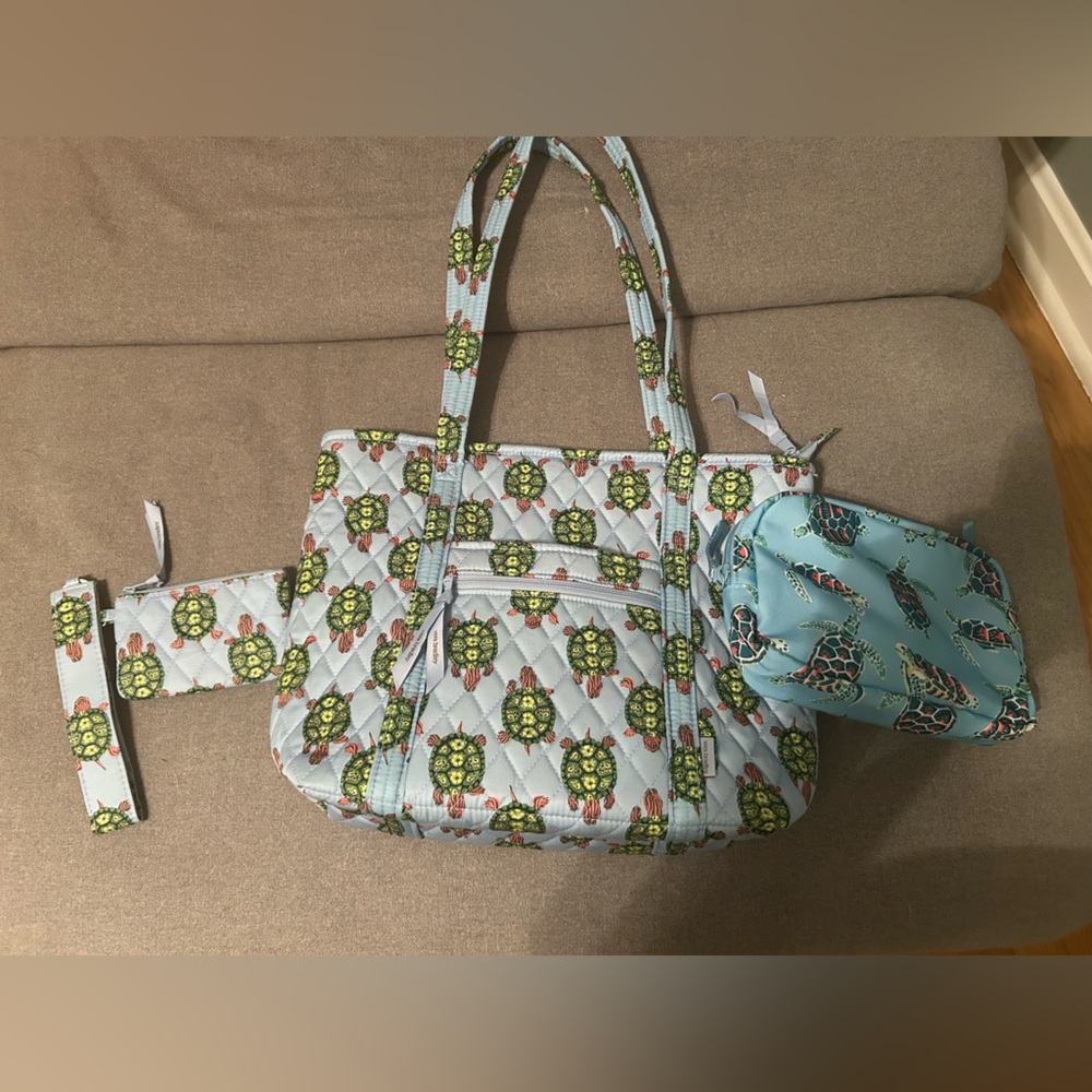 Vera Bradley slow dance small tote bag, I’d case with wristlet, and belt bag